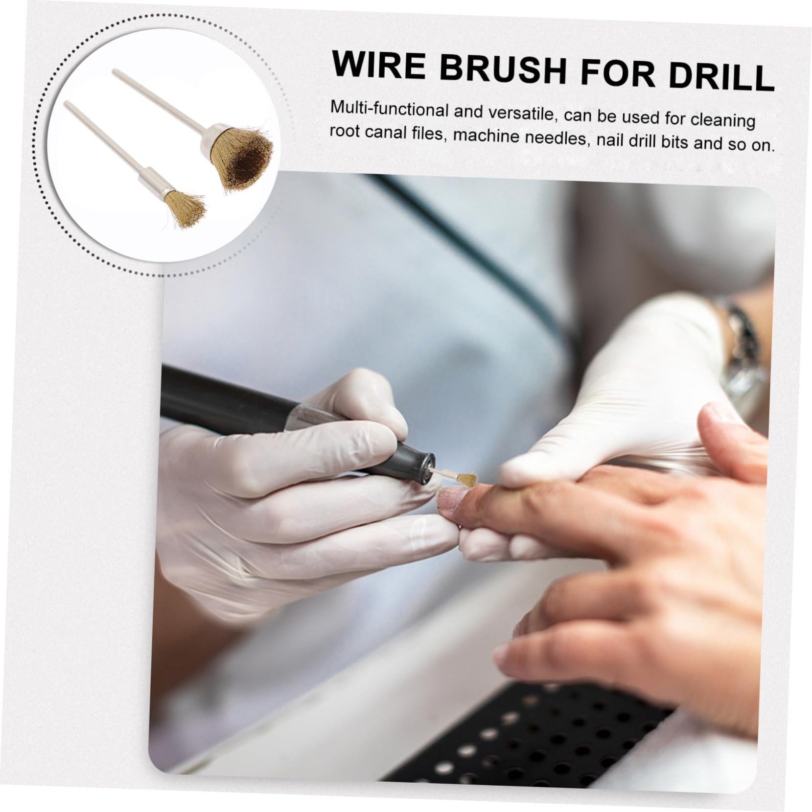 Housoutil 20pezzi Spazzole Per Unghie Rame Professionali Per Manicure Art Per La e Dei Bit Per Trapano Unghie