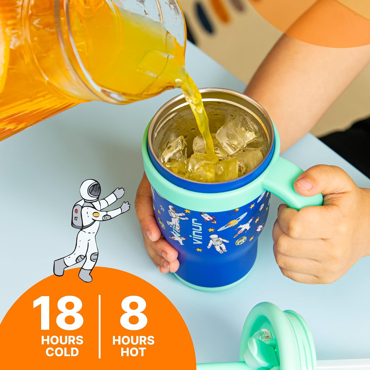 Kids Tumbler with Handle-17 oz Insulated Tumbler with Lid and 2-in-1 Straw image 3