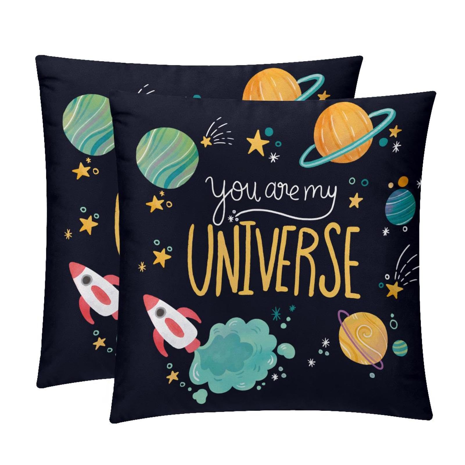 TDGKPZ Universe Space Throw Pillow Covers 2 Pack Pillowcases Soft Cozy Pillow Cases For Couch Bed Sofa 40x40cm