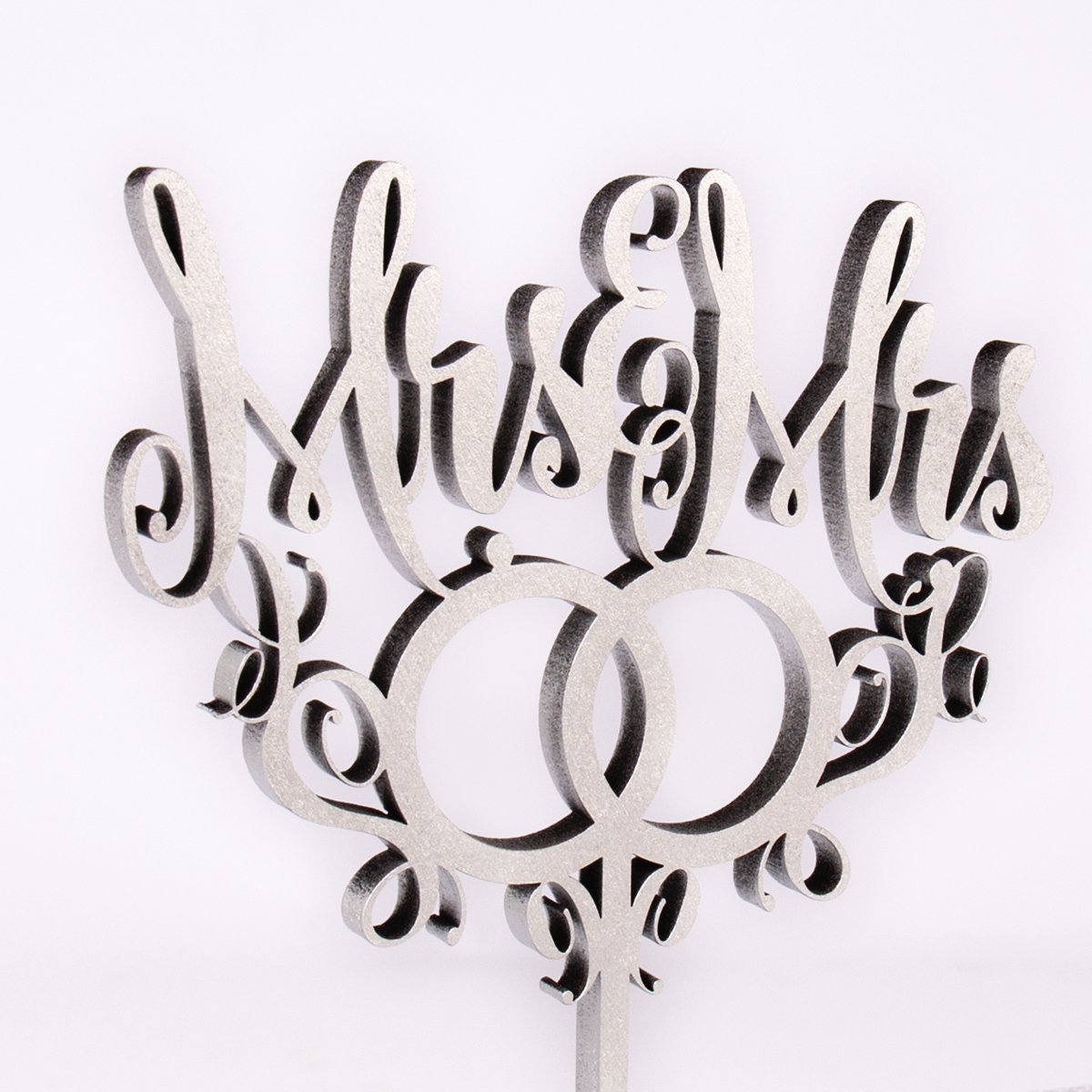 KLEINLAUT 3D-Schriftzug Cake Topper Mrs. & Mrs. mit Ringen in Größe: 25 x 28,8 cm - Dekobuchstaben - 32 Farben zur Wahl - Kupfer