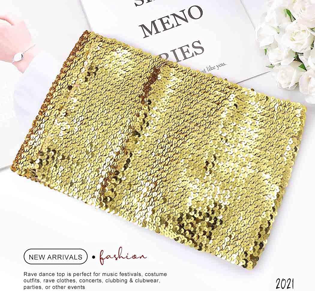 Kakaco Sparkly Strapless Crop Top Glitter Sequin Tube Top Party Clubwear Top for Women and Girls - Image 6