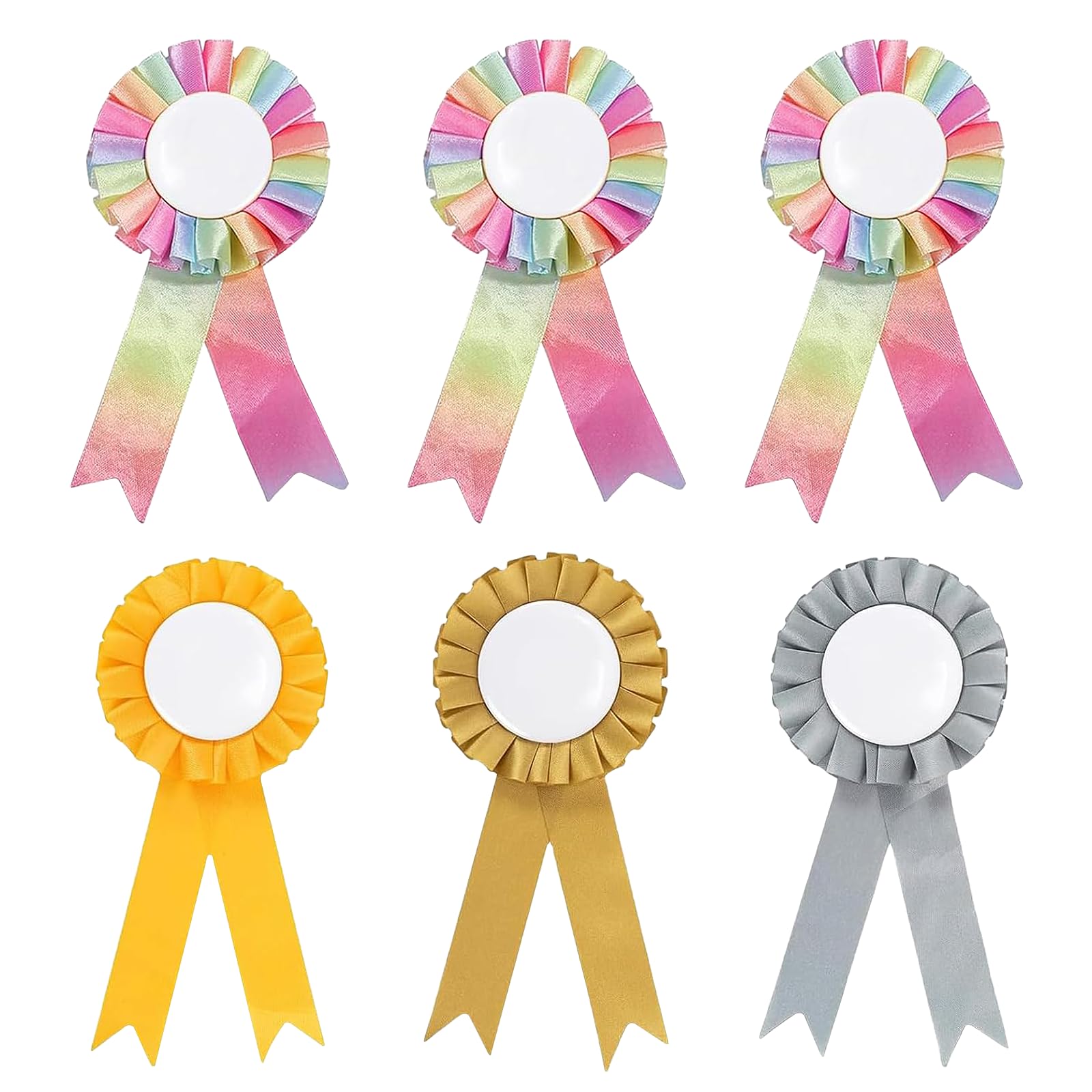 Toernooistrikken Voor Paarden - 6 Stuks - Goud, Zilver, Regenboog - Paardenrozetten Voor Winnaars - Geschikt Voor Stokpaard, Sportevenementen En Wedstrijden