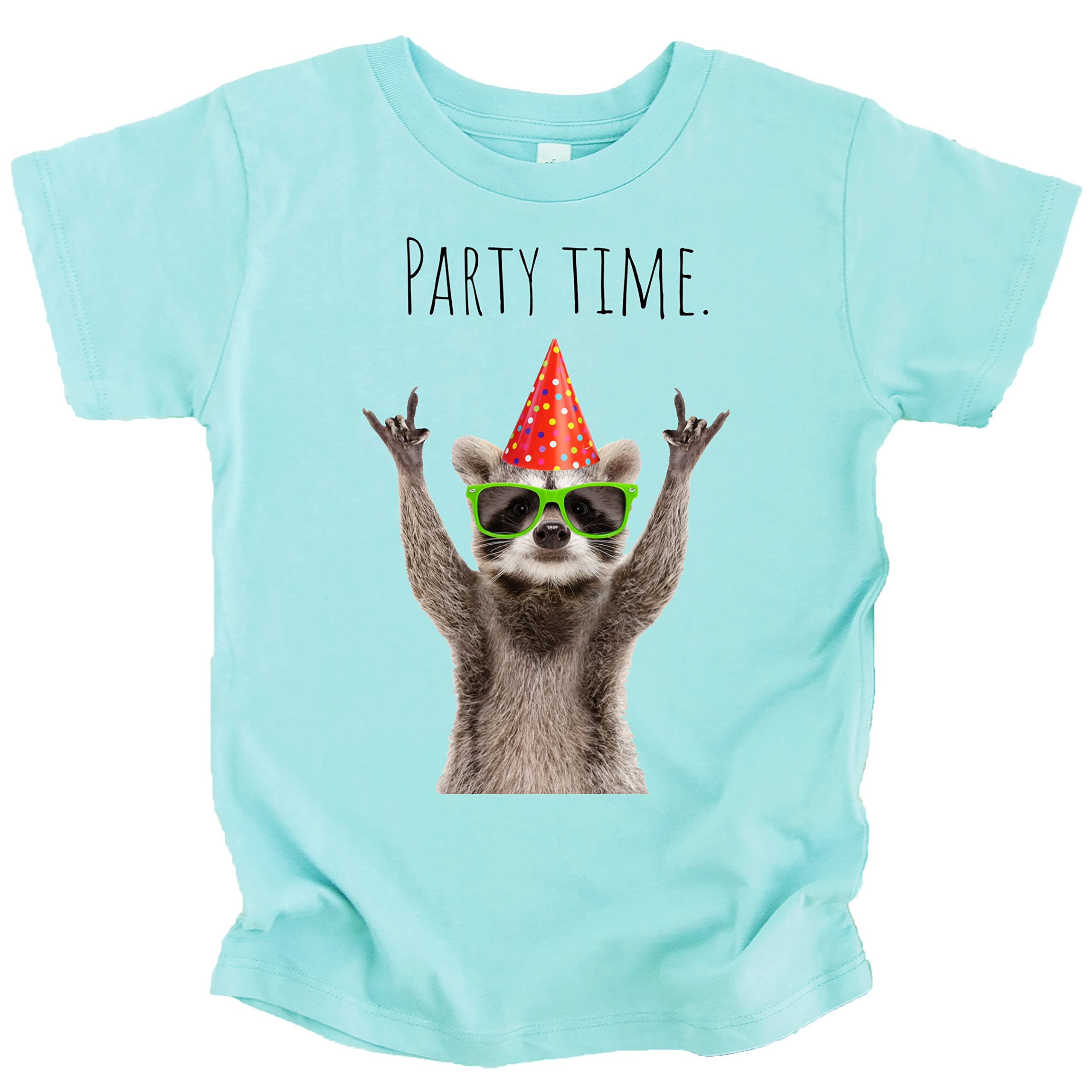 Olive Loves Apple Party Time Racoon Birthday Party Shirt for Boys Chill Shirt 4T