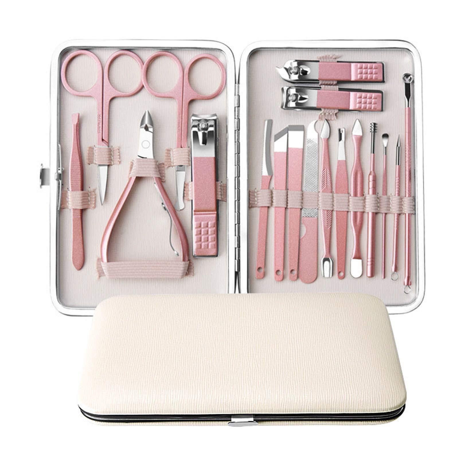Kit manucure or rose anti-rouille avec rasoir sourcils et ciseaux de soin