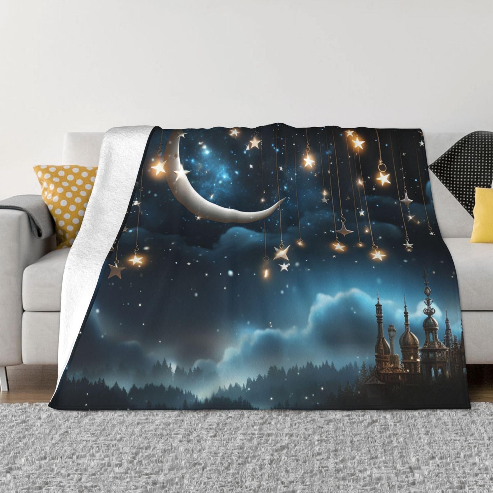 Couverture polaire nuit étoilée pour vos soirées cocooning sur le canapé