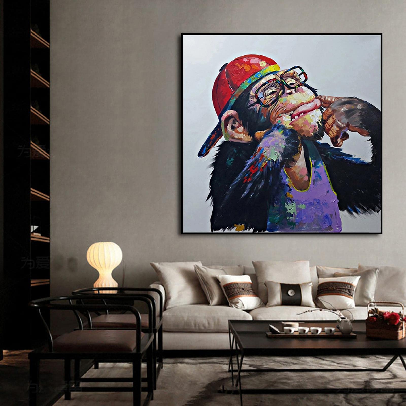 愉快なチンパンジー♪ カラフルアート 楽しい毎日のお部屋のインテリア