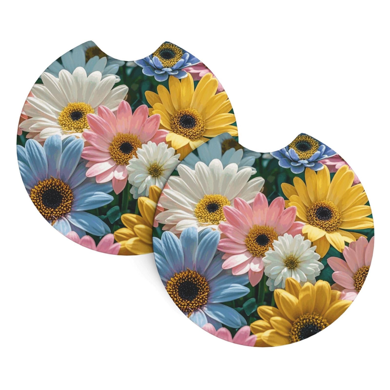2 Pack Car Coaster for Cup Holders Flowers as Background Car Cup Coaster 2.7" Neoprene Non-Slip Automotive Cup Mat Universal Auto Car Interior Accessories for Women Men Cup Pad
