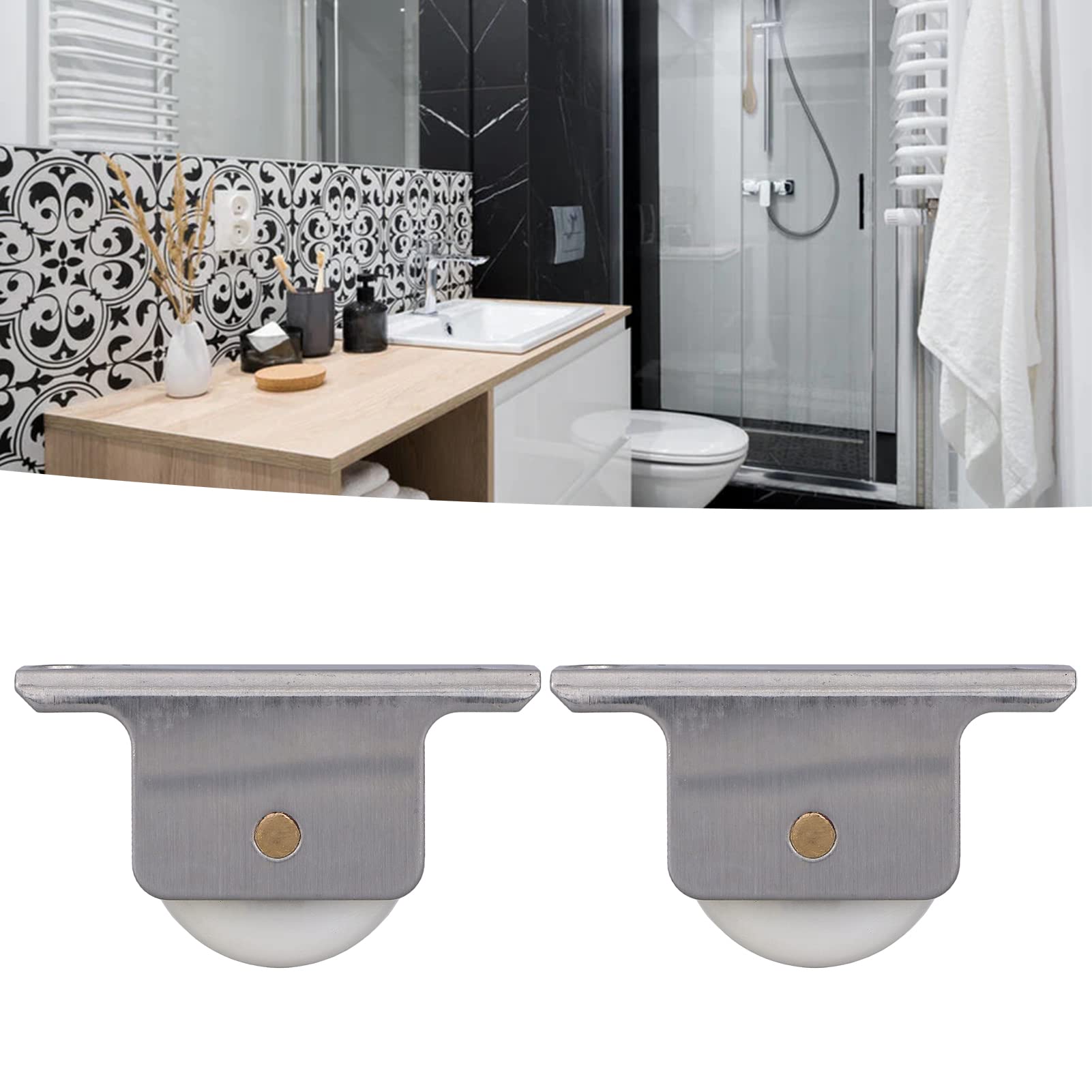 Natudeco 2Pcs 38mm Sliding Door Pulley Roller Wheel Sliding Door Pulley Replacement with Base for Bathroom Shower Glass Doors Handling Equipment