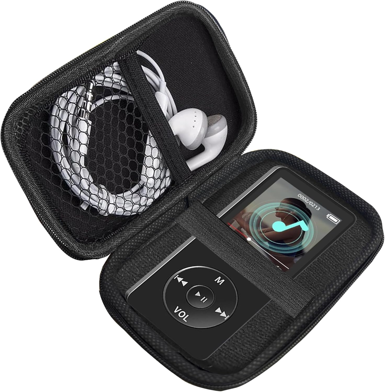 Compatible with Aigital MP3 Player Case, Lamshaw Durable EVA Carrying Case, Shockproof & Lightweight Protective Cover Compatible for Aigital 1.8 Inches MP3 Player (Black)