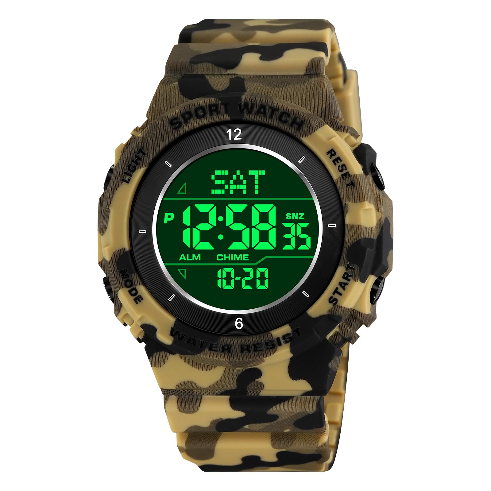Montre numérique de sport militaire pour homme - Étanche - Écran LED - Grand cadran - Rétroéclairage - Alarme - Chronomètre