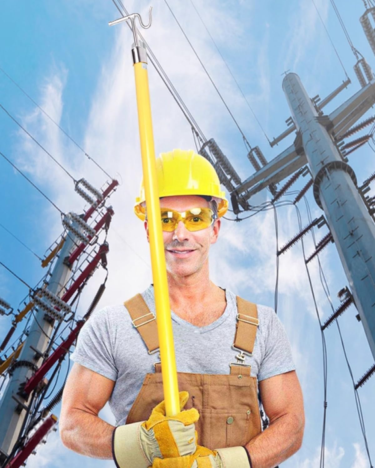Elektryczny słup izolowany do instalacji kabli, żywica epoksydowa Hot Stick z konstrukcją Push-Pull, narzędzie do prowadzenia linii wysokiego napięcia