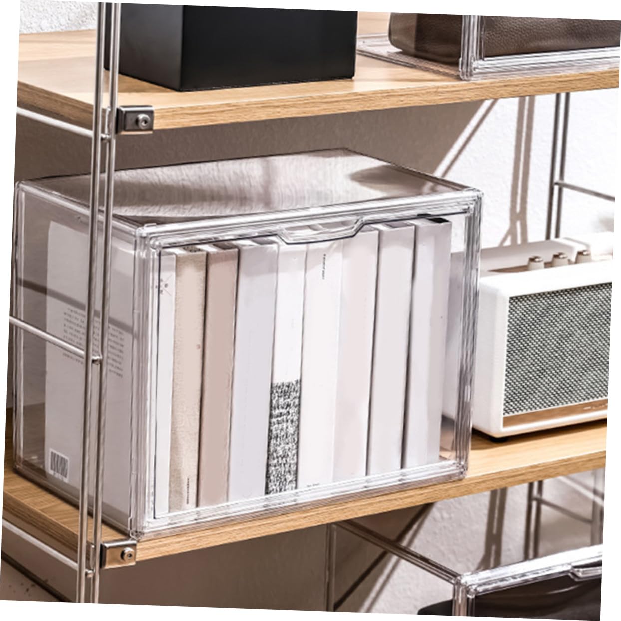 VALICLUD Transparente Extra Große Buchaufbewahrungsbox Staubdicht Praktischer Organizer Für Schulbücher Und Dokumente Stapelbar Für Klassenzimmer Und Zuhause