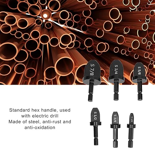 Miniatura 3 de Juego de 6 expansores de tubo de cobre suave, herramienta de llamarada, mango hexagonal, kit de broca de estampación de tubos, accesorios de aire