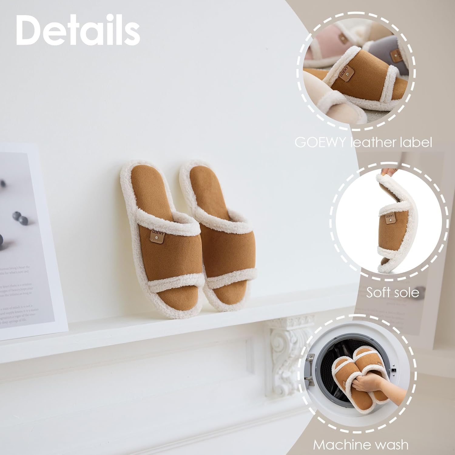 Fuzzy Open-Toe Women's Slippers,Suede Slippers Indoor Outdoor with Cozy Memory Foam Non-Slip Ladies House Shoes Sandals Gifts for Women Her Mom Bridesmaid - Image 3