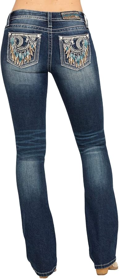 Amazon.com: Miss Me Women's Medium Crescent Moon Dreamcatcher Chloe Bootcut  Jeans Blue 34W x 34L : Ropa, Zapatos y Joyería