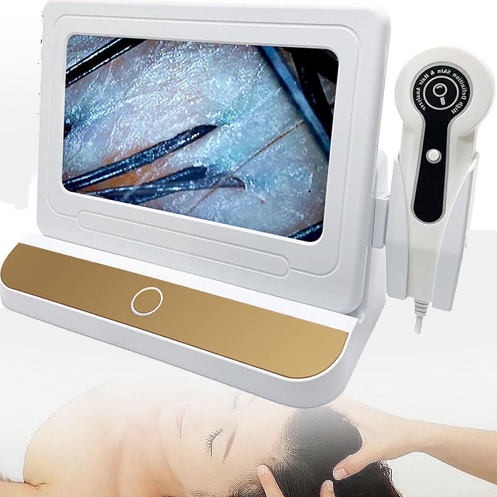 Analizador de cabello para diagnóstico de piel, microscopio digital de 10 pulgadas, 50 x 200 x, con carga, detector de cabello y folículos pilosos para el hogar, salón de belleza y spa