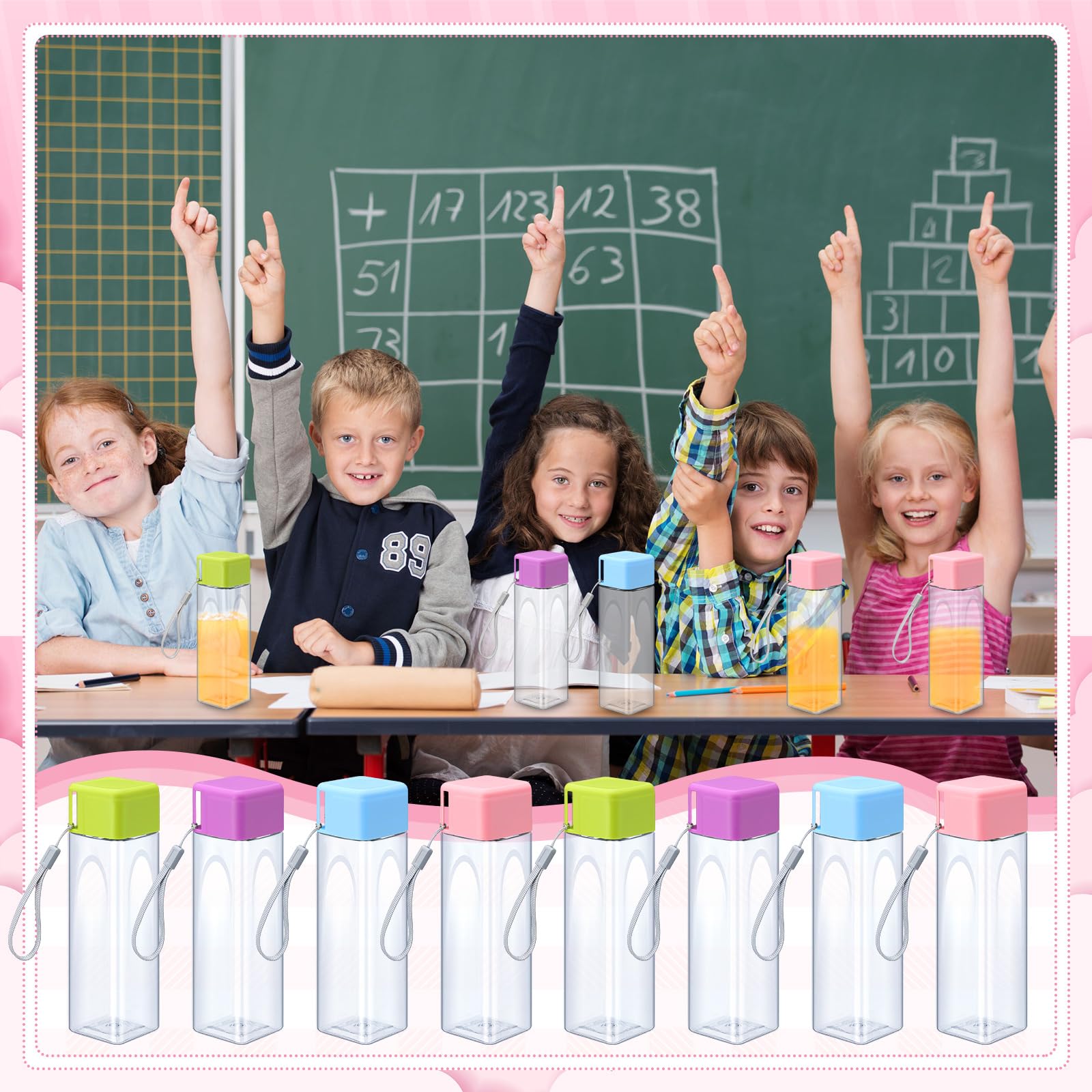 Mifoci 10 Stück Wasserflasche Bulk 482 ml Kunststoff Sport Wasserflaschen mit auslaufsicherem Deckel für Erwachsene Wiederverwendbar Outdoor Fitness