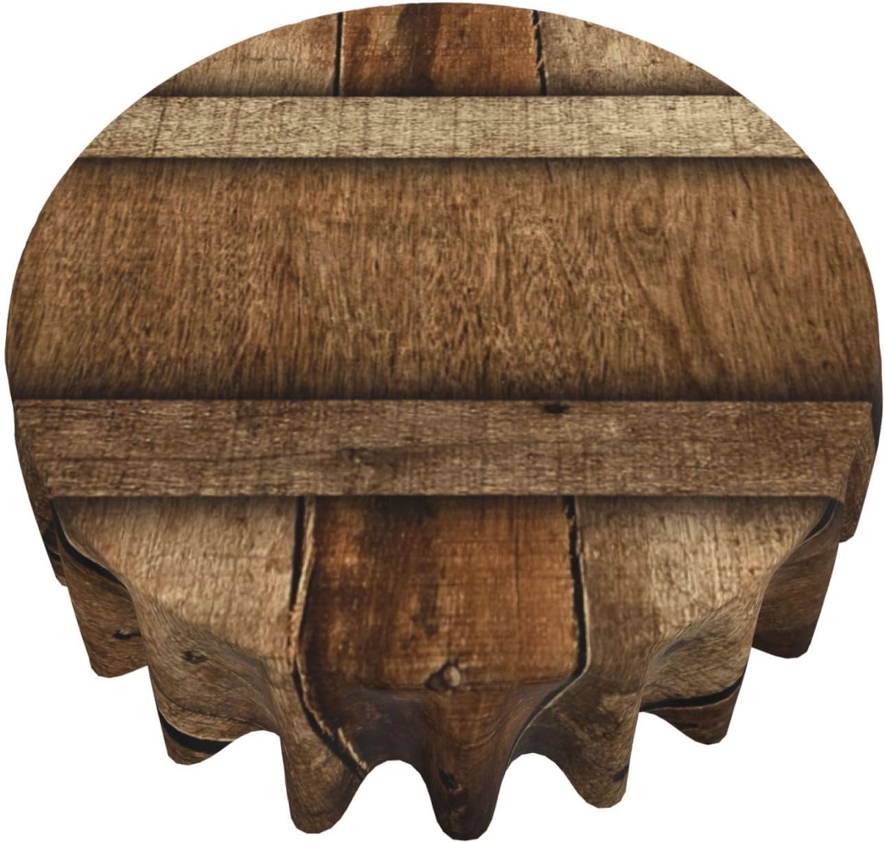 Wooden Plank Table Cloth Round Cover Wood Grain Tablecloth Washable Polyester Tablecloths for Home Farmhouse Party Picnic Camping, Reusable Circle Cloths 63 Inch Style 3