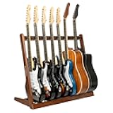 STRICH Guitar Stand for Multiple Guitars, Hardwood Guitar Rack for 8 Electric Guitar Bass, or 5 Acoustic Guitars, Padded Multi Guitar Stand for Home, Studio, SMT-10 (7-Holder)