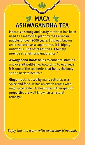 Miniatura 5 de Herbal Cup Té de maca Ayurveda, Ashwagandha orgánica, sin cafeína (16 unidades, paquete de 1)