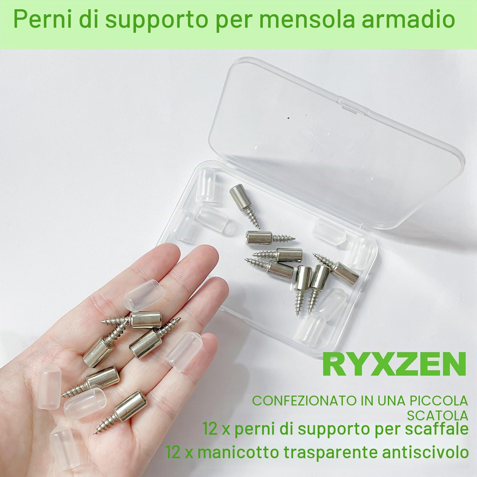 12PZ Perni Per Mensole Mensola Armadio Supporti per Mensole Vetro Reggimensola Legno 7.5mm Acciaio Solido Viti per Mensole per Librerie Armadietto del Vino Mobile Scarpe con Maniche Antiscivolo