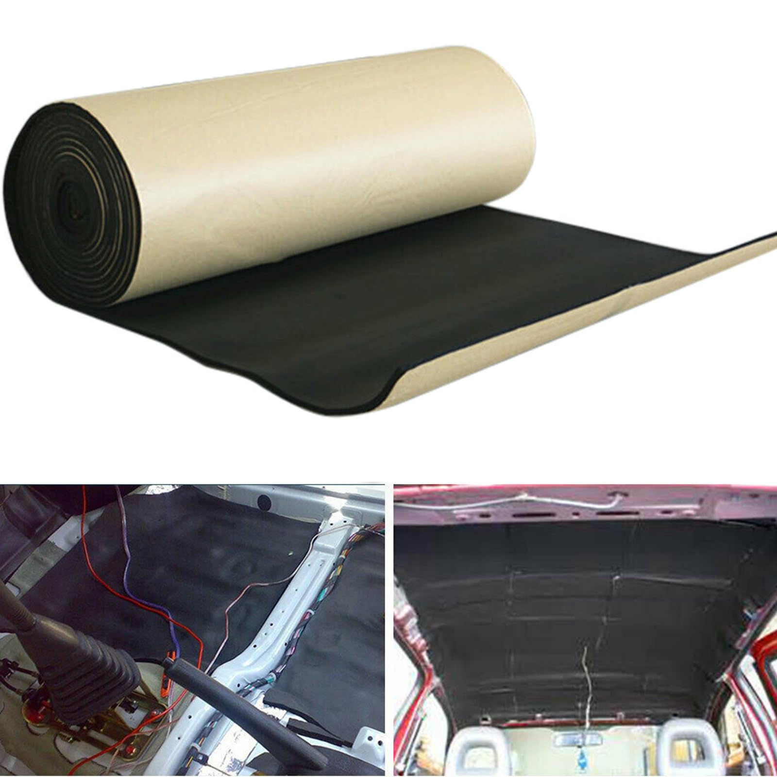 Alfombrilla de sonido para coche, 200 x 50 cm, 10/20 mm, aislamiento térmico y ruido, espuma de celda cerrada