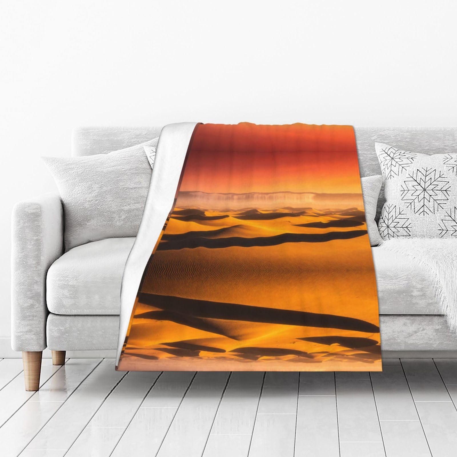 DUYIOKH Desert Dunes at Sunset Print Thick Throw Blanket, Blanket for Couch Bed Warm Travel Blanket for Camping Movie Night