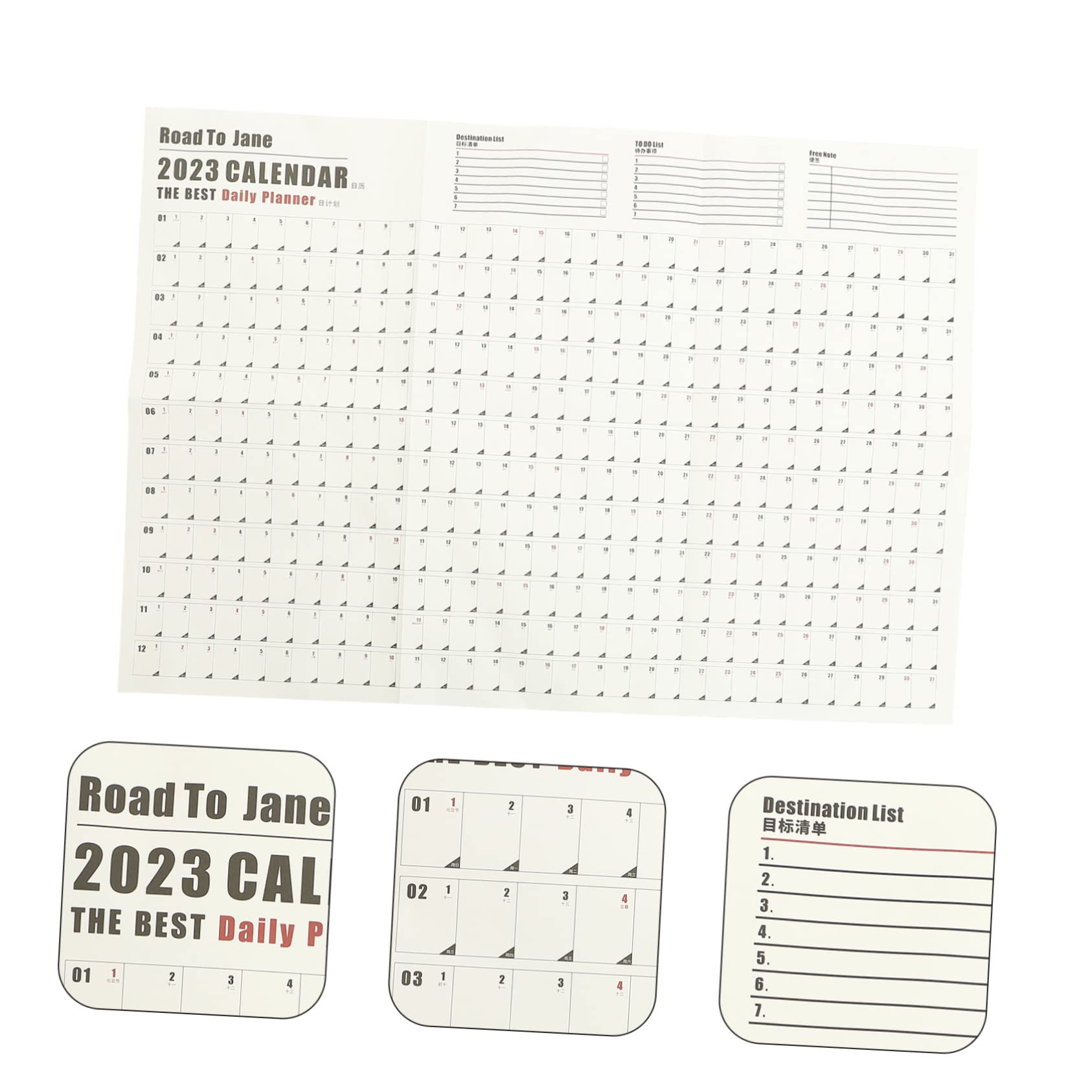 Tofficu 5pezzi Calendario Muro Pianificatore Annuale Carta Design Semplice e Fresco Per Pianificazione Quotidiana e Obiettivi Annuali
