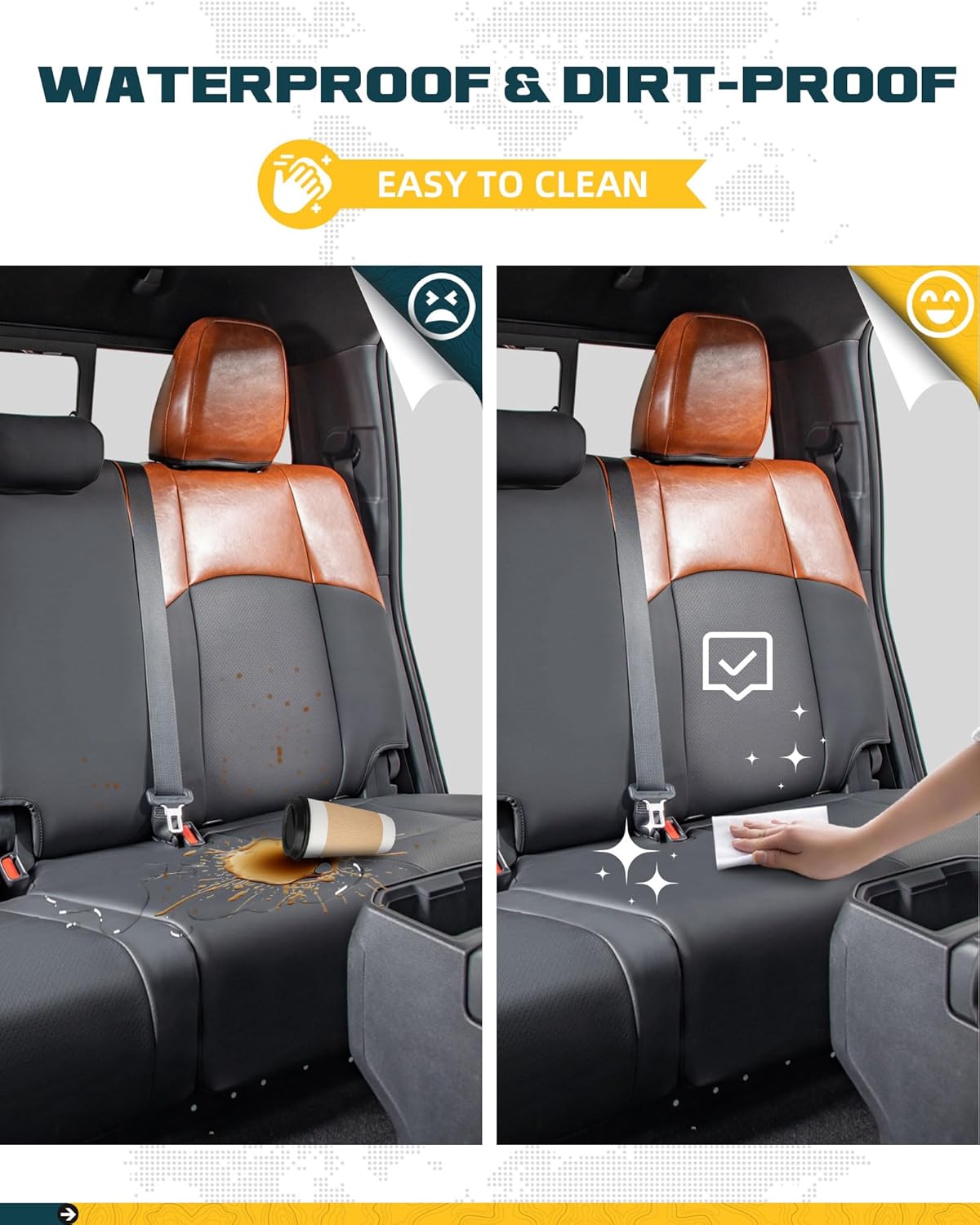 Full Coverage Seat Covers Fit for Toyota Tacoma (2024 2025 2026) Double Cab, Crew Cab, SR/SR5/TRD Sport/TRD Off-Road/Limited, Leather Seat Cushion Protectors Full Set (5 Seats)