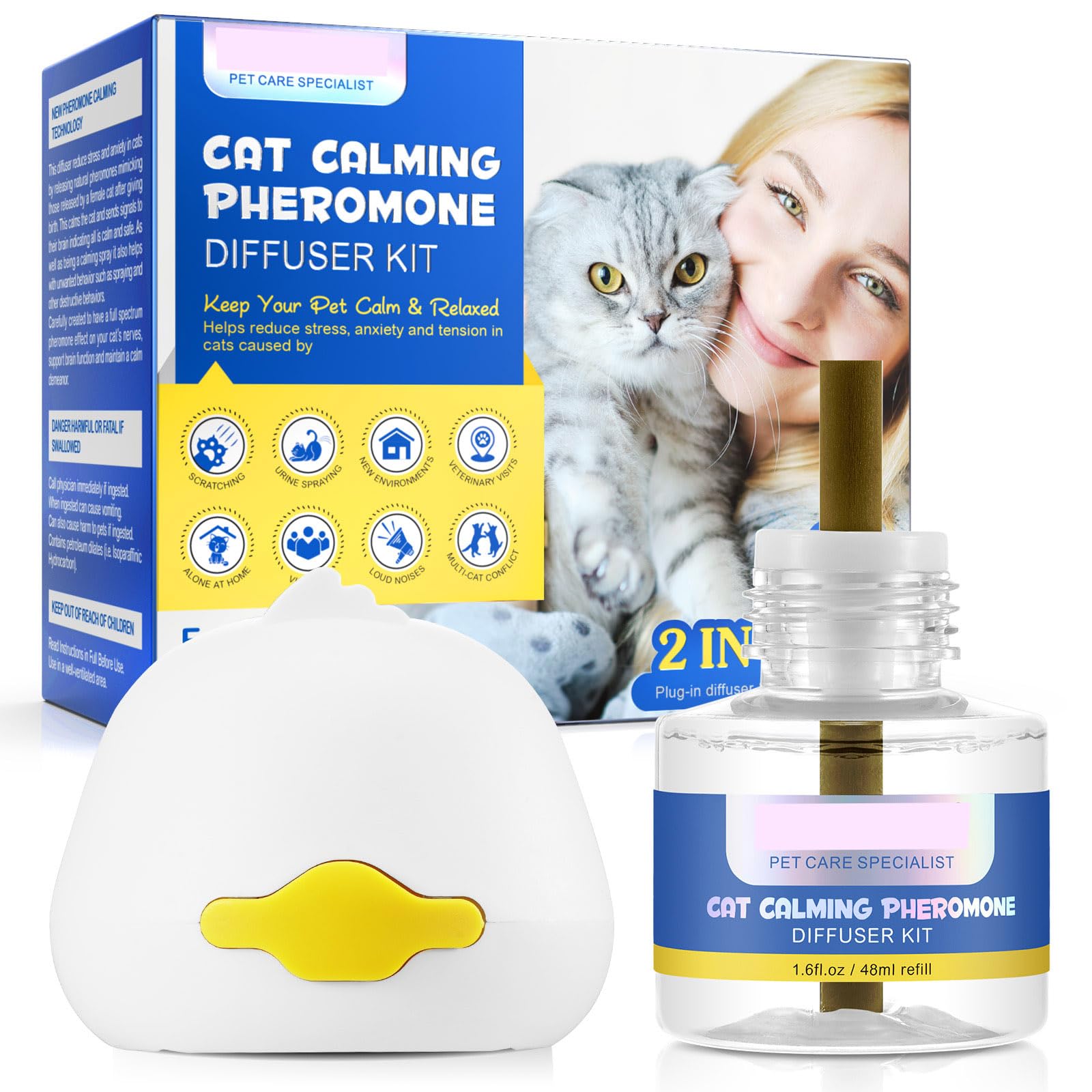 BEAPHAR – CATCOMFORT - Diffuseur électrique De Phéromones Pour Chat – Réduit Le Stress Et Les Comportements Non Désirés Sans Dépendance Ni Somnolence – 1 Prise Et 1 Recharge De 48 Ml