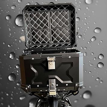 Universal Motorcycle Top Case 30l-65l - Waterproof Heavy-Duty Trunk Box with Backrest & Quick Release for Touring/Bike Storage 30L