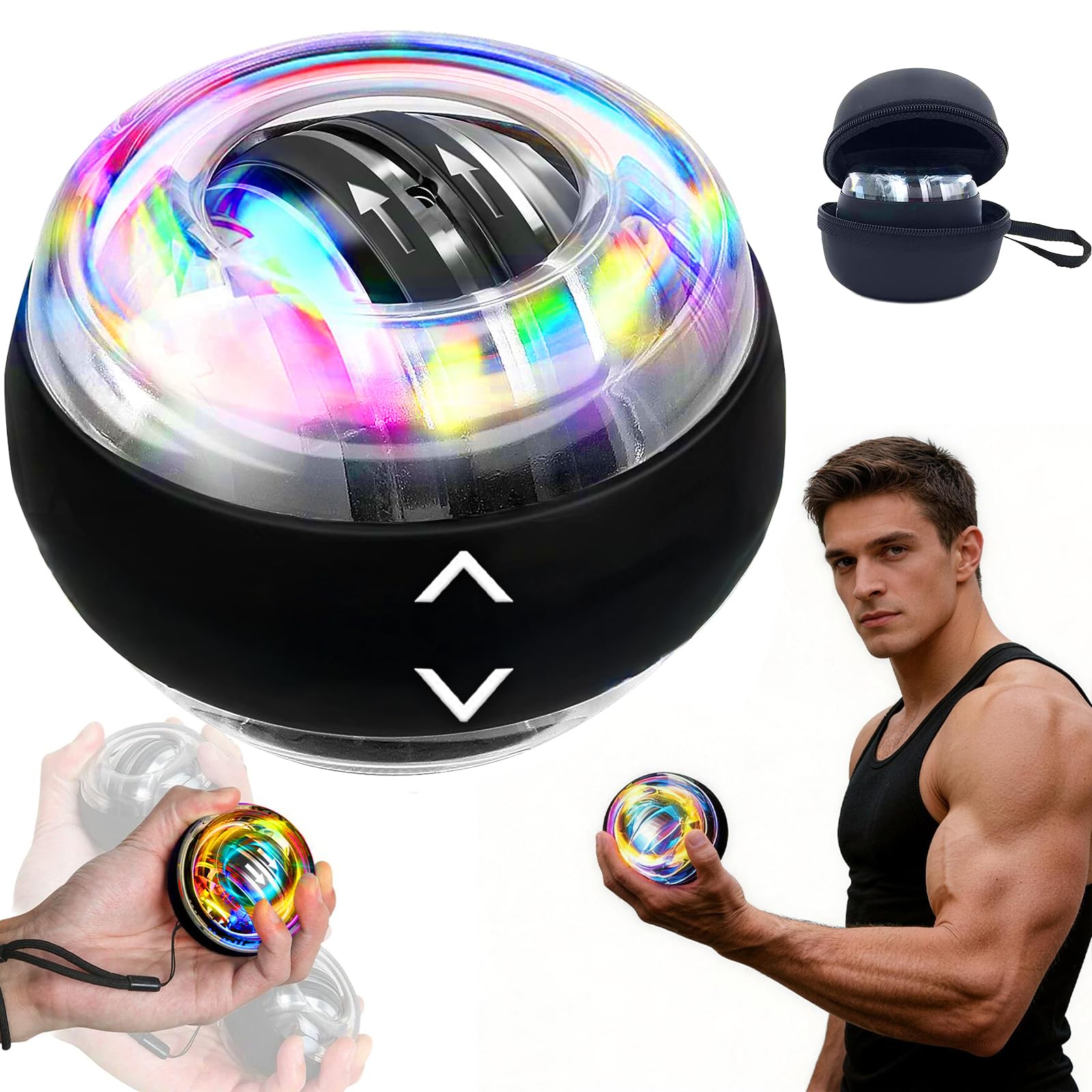 Gyro Ball for Strengthen Arms, Forearm Strengthener, 2026 New Upgrade Colorful Lights hand Trainer for Sports and Rehabilitation, Powerball for Strengthen Arms, Fingers, Bones and Muscles-image-27