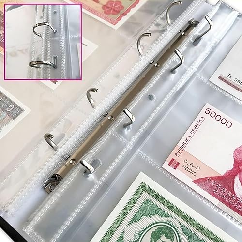 Miniatura 6 de 60 bolsillos para billetes de dólar, 20 hojas de papel moneda para coleccionista, almacenamiento seguro para proveedores de exhibición de colección