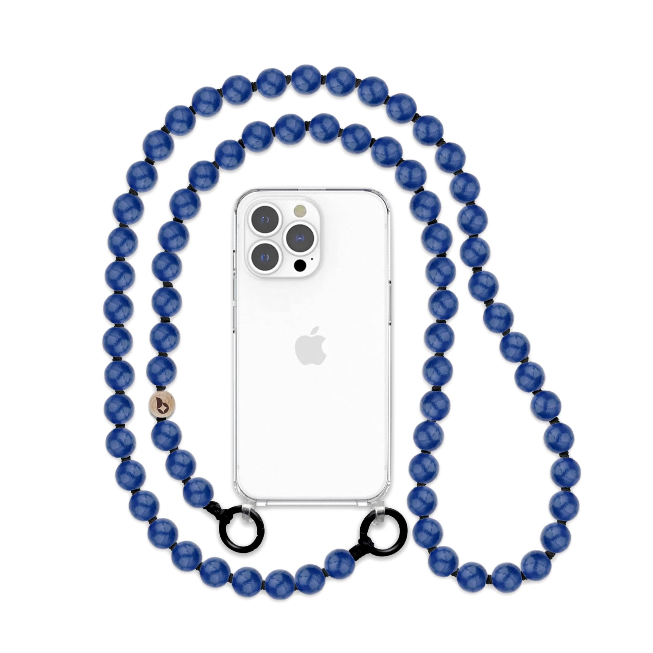 Collar para teléfono móvil, cadena de cuentas de madera en varios colores y longitudes, compatible con teléfonos móviles como Apple iPhone 14, 13, 12, 11, etc., 110cm, Metal no precioso