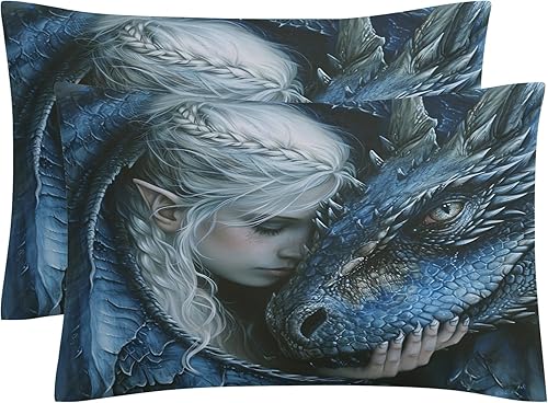 Miniatura 10 de OmErsa Juego de funda de edredón de tamaño individual de dragón de 3 piezas, funda de edredón para niños y 2 fundas de almohada de microfibra suave,