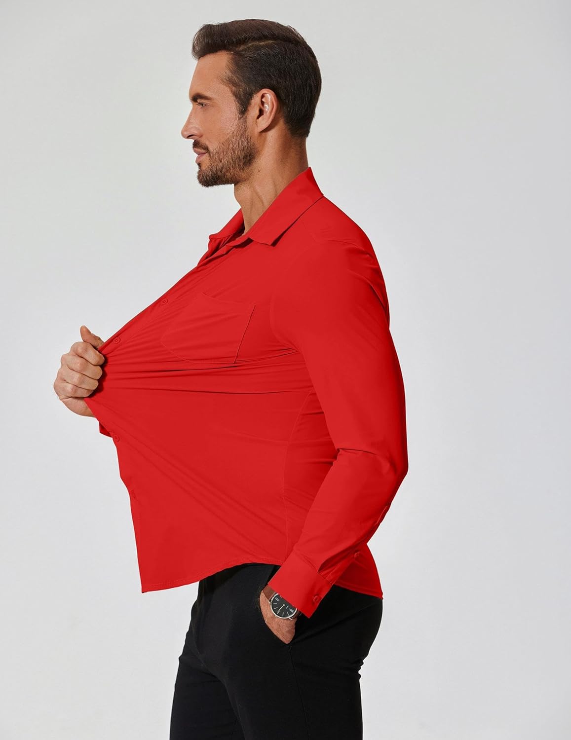 COOFANDY Stretch Mens Dress Shirts Wrinkle Free Long Sleeve Dress Shirt Muscle Fit Button Down Shirt - Image 2