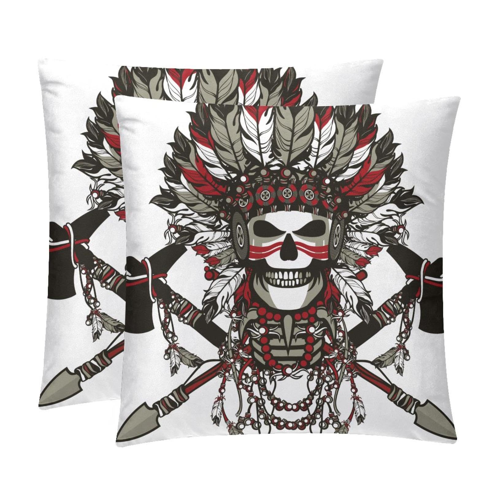 TDGKPZ Tribal Skull Throw Pillow Covers 2 Pack Pillowcases Soft Cozy Pillow Cases For Couch Bed Sofa 45x45cm