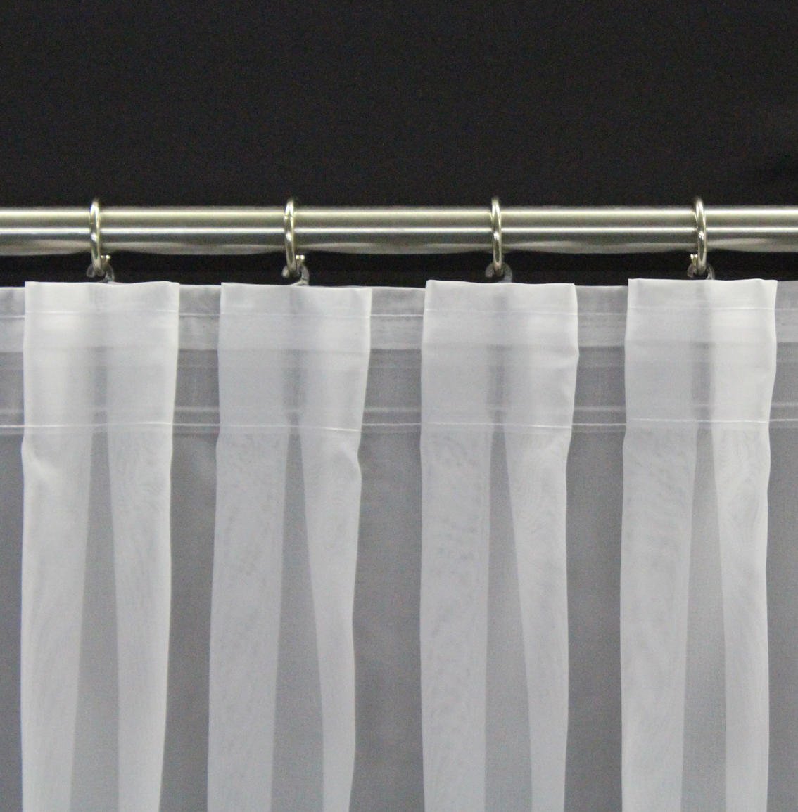 Fertiggardine nach Maß Voile Store weiß, maßgefertigt, halbtransparent mit FLACHFALTE. Größe wählbar (Höhe 80-295 cm, Breite 200-1200 cm), Variante 155 x 650 cm (Höhe x Breite)