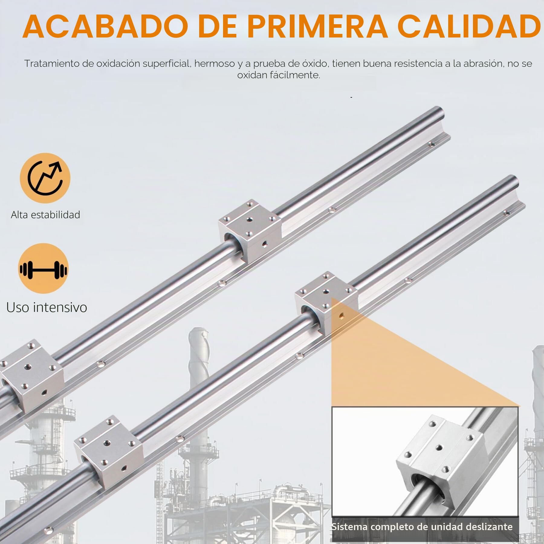 SBR20 guía lineal, riel lineal empalmado 3000 mm, 4 unidades de 1500 mm, eje de guía deslizante con 8 bloques de rodamientos SBR20UU y accesorios para impresoras 3D DIY y máquinas CNC