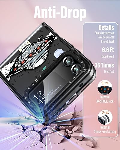 Miniatura 5 de Toycamp Funda para S23 Ultra con soporte de anillo, bonito y divertido diseño de OVNI alienígena negro para mujeres, niñas, niños y adolescentes