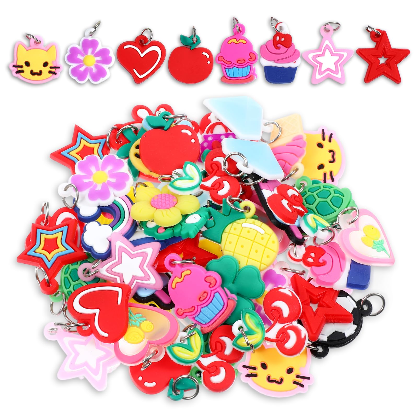 Ouligay Loom-hangers, 60 stuks, rubberen loom-bandjes, hangers, accessoires voor het maken van sieraden, loop armband bedels, doe-het-zelf armbanden, halskettingen, knutselen, cadeau