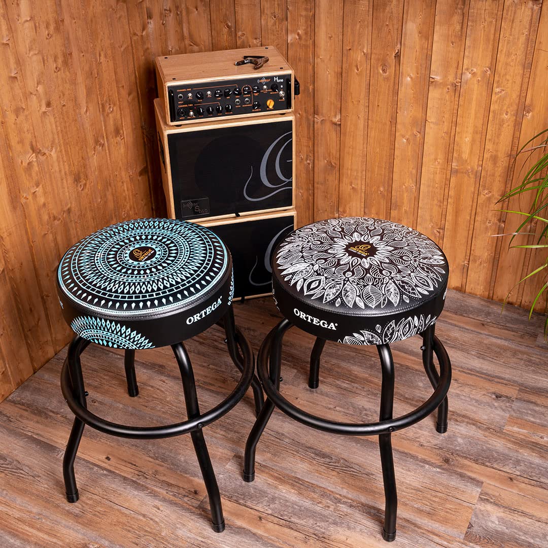 Ortega Guitars Padded Stage Stool – Per Palco, Bar, Studio, Showroom – Altezza 61 cm – White Kaleidoscope (OBS24-WHKC)
