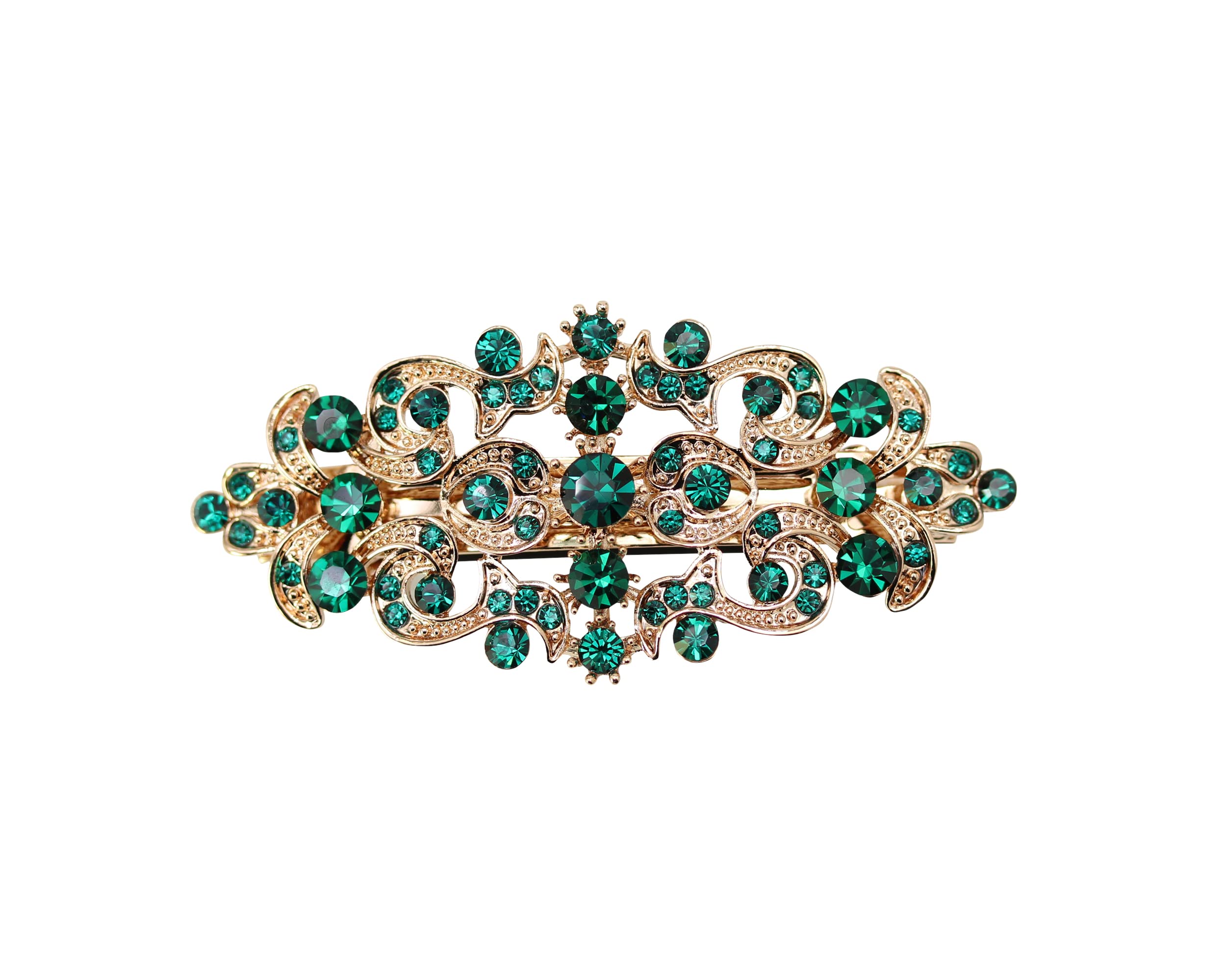 Faship Gorgeous Green Rhinestone Crystal Hair Barrette