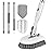 SetSail Floor Scrub Brush, 3-in-1 Tile Tub Floor Scrubber with 52-inch Adjustable Long Handle Shower Cleaner Brush and 3 Detachable Replacement Brush Heads for Cleaning Bathroom Tub Tile, White