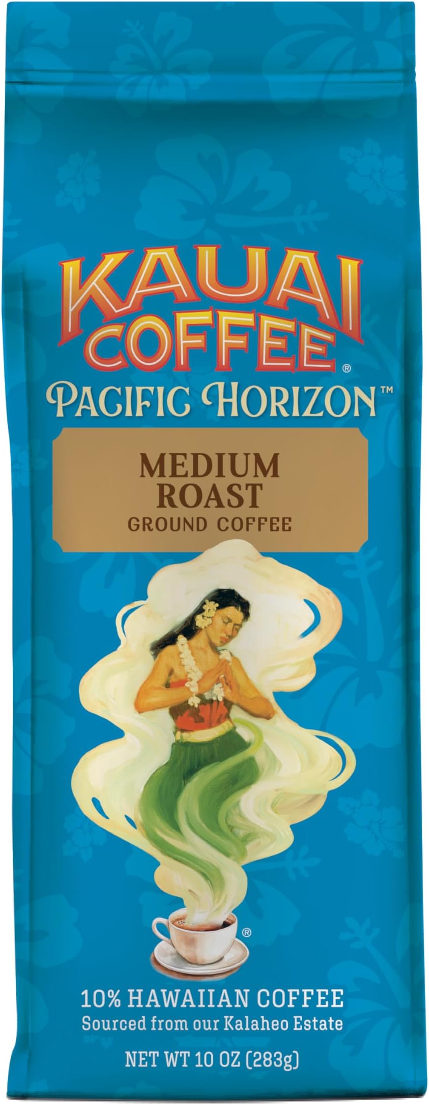 Ground Coffee – Smooth, Rich, Medium Roast – Light Floral Notes, Bright Aroma – Arabica Coffee, 10% Hawaiian with No Bitterness – Koloa Estate, 1 Pack of 10oz