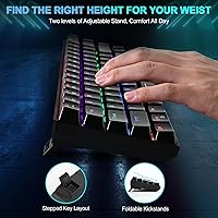Vista 5 de RaceGT Teclado mecánico con cable para juegos, mini teclado ultracompacto de 67 teclas, teclados USB con cable, retroiluminación LED RGB multicolor