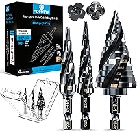 Vista 14 de Juego de brocas escalonadas M35 con cuatro ranuras en espiral de 1/4"-3/4" (9 tamaños), broca escalonada Unibit de 1/4" con vástago hexagonal, broca