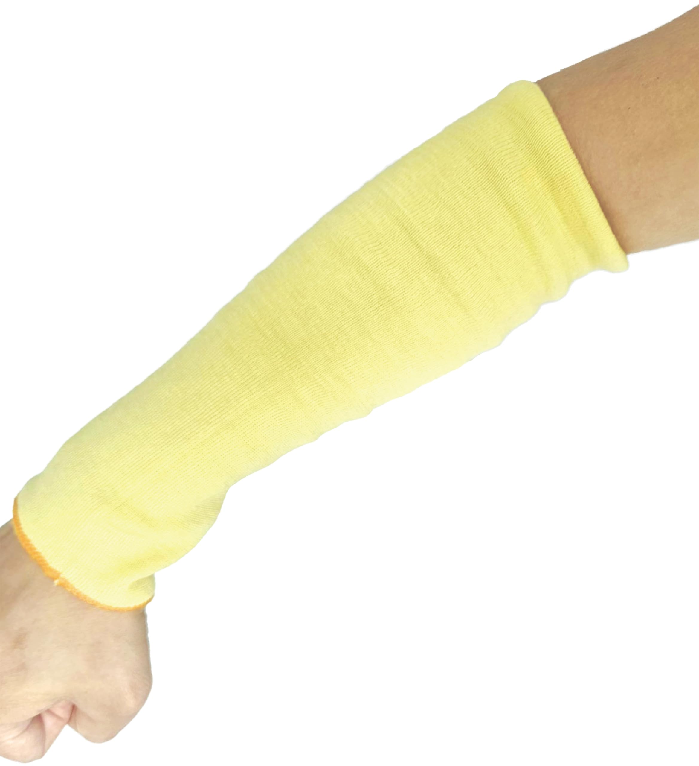 G & F Products 100% Kevlar 12-Inch Cut Resistant Knit Sleeve without Thumb Hole, Yellow, Sold by 6-piece pack