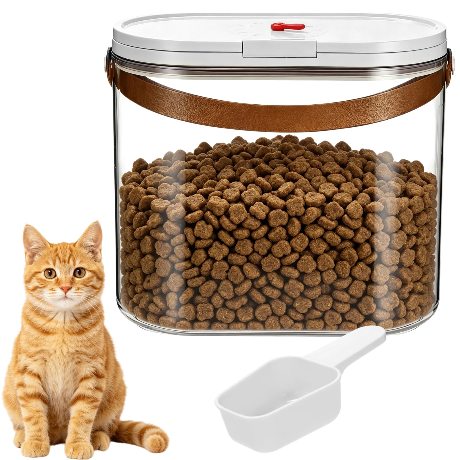 Contenitore ermetico per alimenti per animali domestici, 6 l, con coperchio aperto a pressione e monitoraggio della data, contenitore trasparente per cibo per gatti, crocchette secche