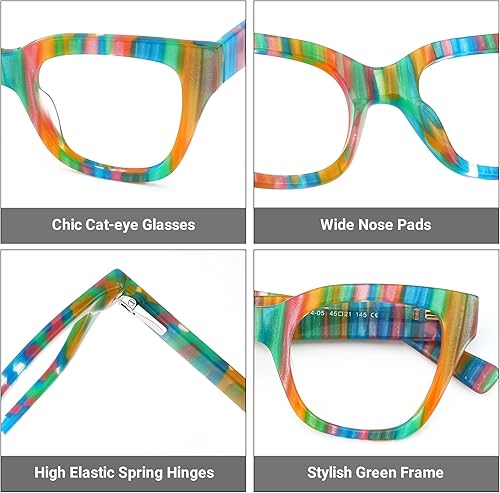 Miniatura 3 de Zeelool Gafas de acetato de ojo de gato Gafas de caramelo para mujeres Marco con lente transparente sin receta Tilana ZJGA539674